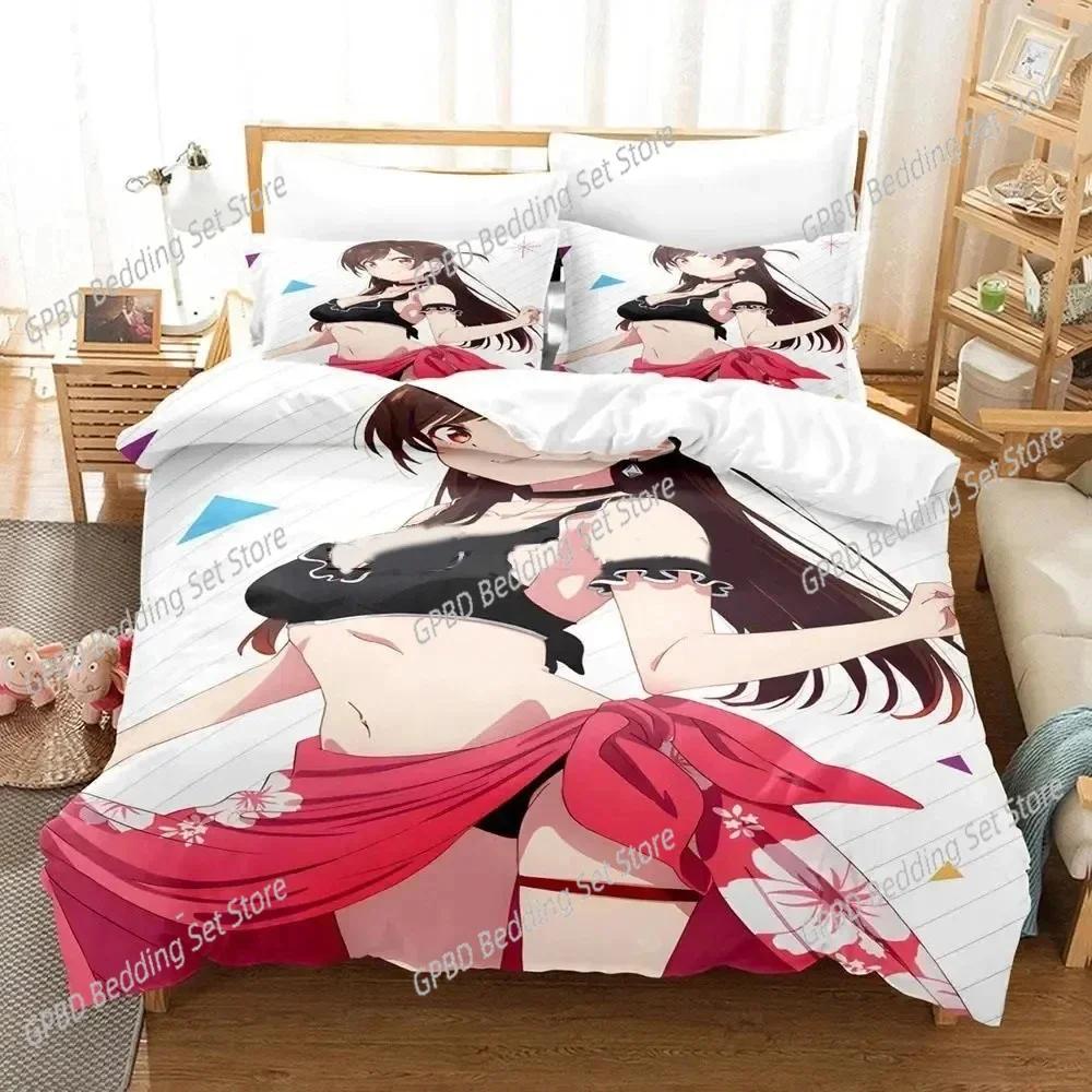 3D Anime Rent-A-Girlfriend Chizuru Duvet Cover Bedding Set Comforter Linen Pillowcases Home Decor Single Double Twin King Queen