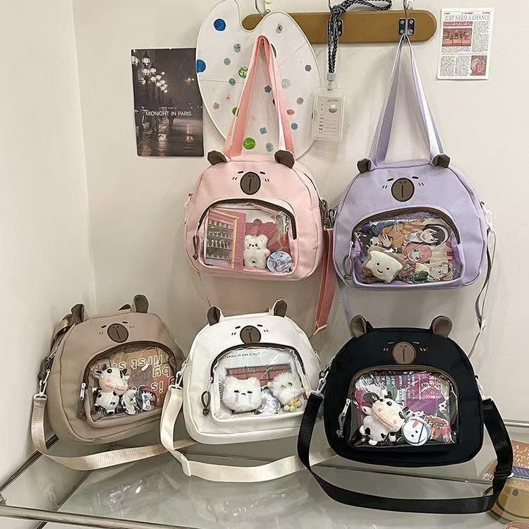 Cartoon Transparent Capybara Shoulder Bag Backpack Adjustable Shoulder Strap