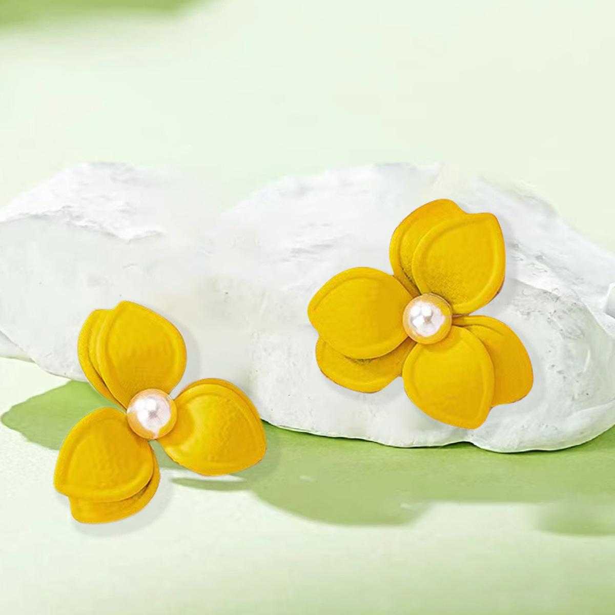 Свежие и сладкие универсальные новые серьги-гвоздики с цветами простой commuting temperament ретро элегантные жемчужные серьги-гвоздики