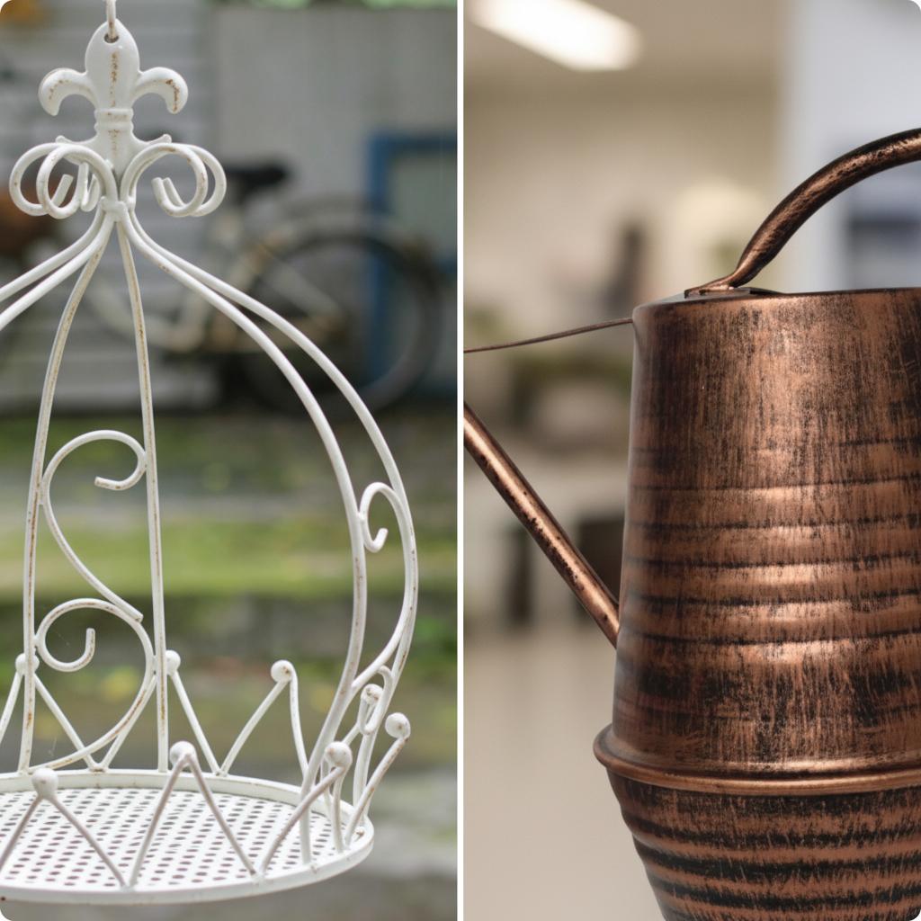 Crown Hanging Planter Outdoor Iron Basket Ornamental Balcony Patio Holder Long Spout Retro Metal