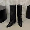 Stiletto high heels pointed brown boots retro long knight boots women 2026 new spring and autumn winter boots