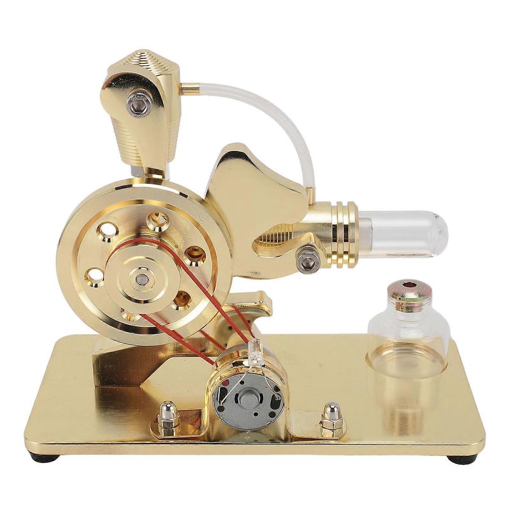 Stirling Engine Motor Model Colorful LED Educational Electricity Power Generator Toy for Kids Adults Gold
