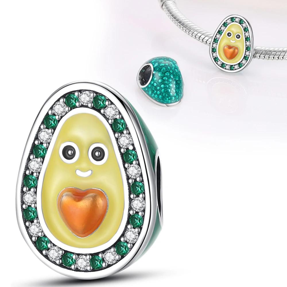 Copper Strawberry Pineapple Cherry Avocado Charm Pendant Beads Fit Charm Original Bracelet For Women Jewelry Making