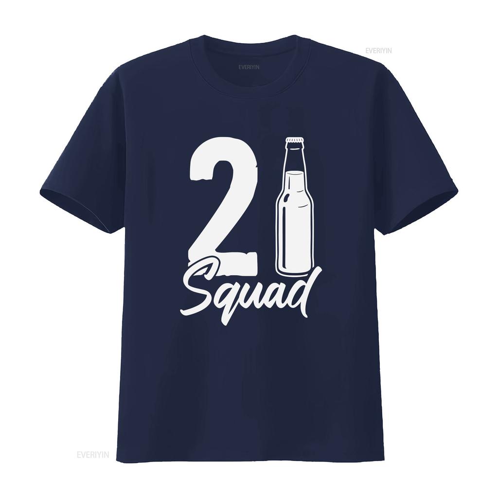 21st Birthday Squad Fun T Shirt For Celebrating Bday Joy Party With Friends And Family Sweat Vintage Breathable Casual