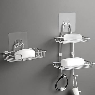 Portasapone da bagno a doppio strato in acciaio inossidabile da parete senza foratura