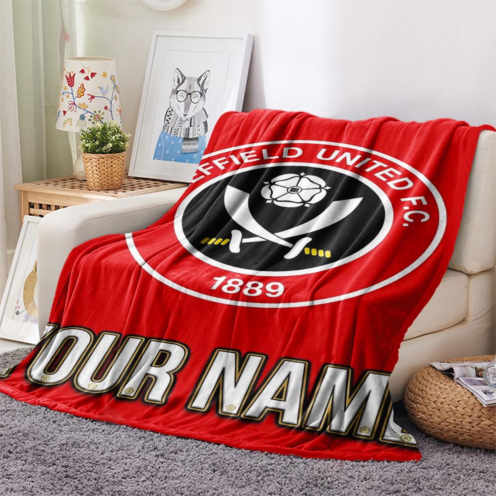 1PC Custom Name Sheffield United FC Patterned Flannel Blanket Suitable For All Seasons for Home Decor Warmth and Comfort Gifts Holiday Present
