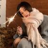 New Mohair Solid Color Scarf Women's High-end Sense Winter Warm Scarf Thickened Wool Knitted Coarse Fringed Shawl