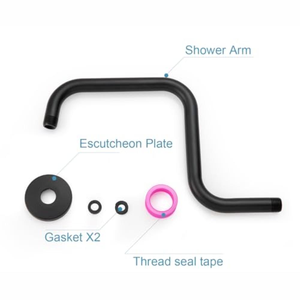 Matte Black Shower Head Extension Arm 4 Inch High Rise Marine Grade Stainless Steel Riser Compatible with Standard Shower Pipes