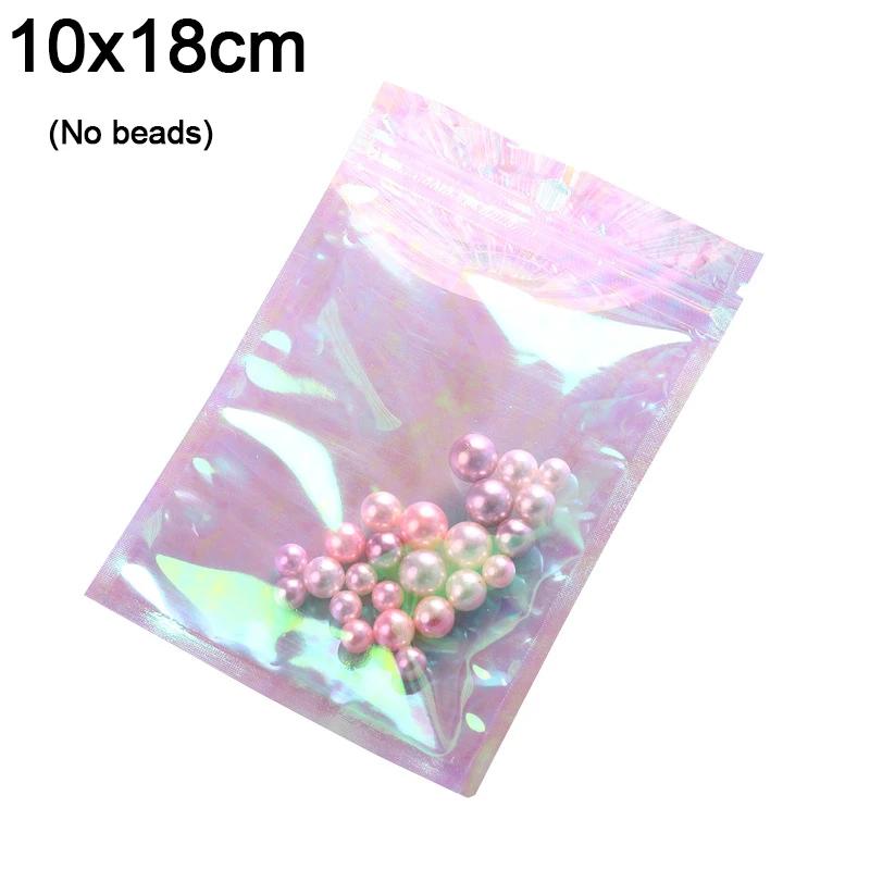 100Pc Iridescent Lock Bags Pouches Cosmetic Plastic Laser Bag Holographic Makeup Bages Hologram Zipper Bubbles Mailers Supplies
