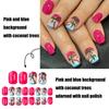 24 Pcs Summer Artificial Nail Short Square Full Cover False Nail Glossy Stick on Nail Coconut Tree Press On Nail