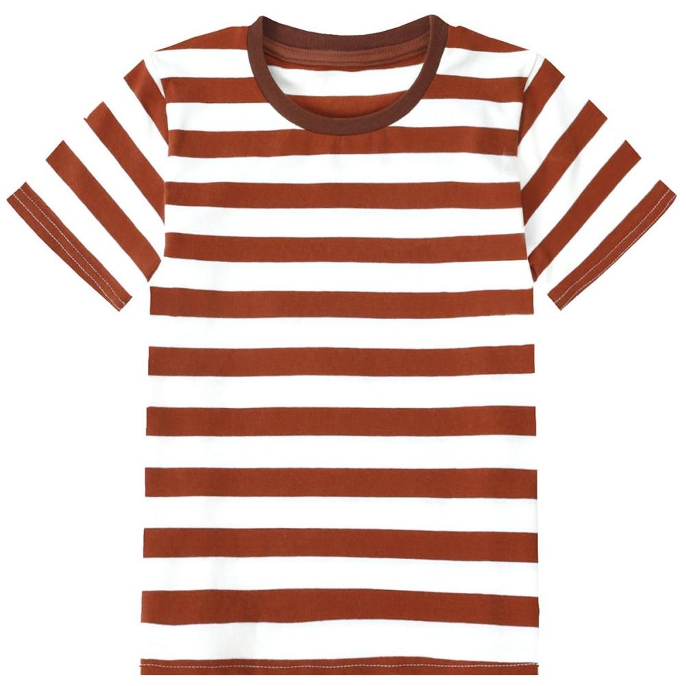Girl's T-Shirt Rainbow Stripe Summer Casual Short Sleeve Tees Loose Round Neck Kids Top Outdoor Comfortable Children's Clothing