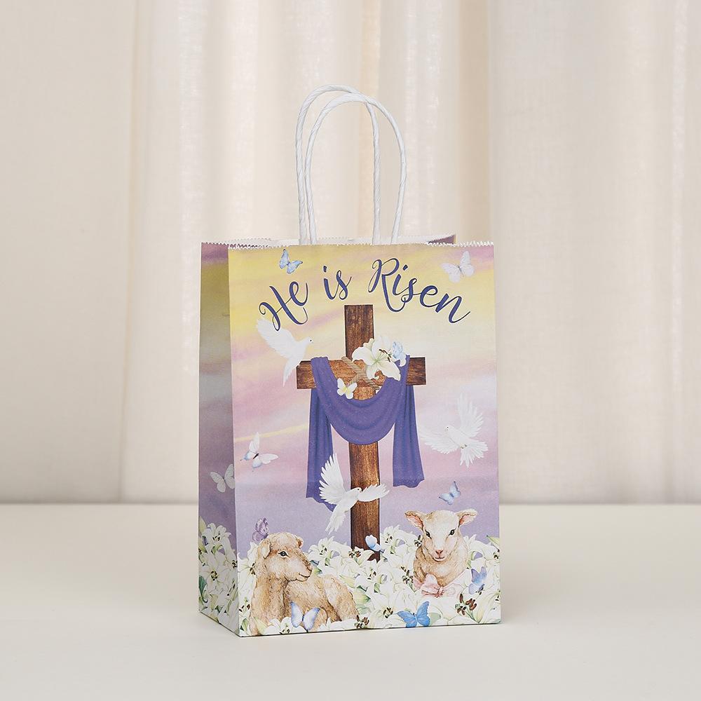 12/30pcs Easter Gift Bags Celebrate with Elegance and Faith Cute Rabbit Design Packaging Candy Eggs Container Reusable