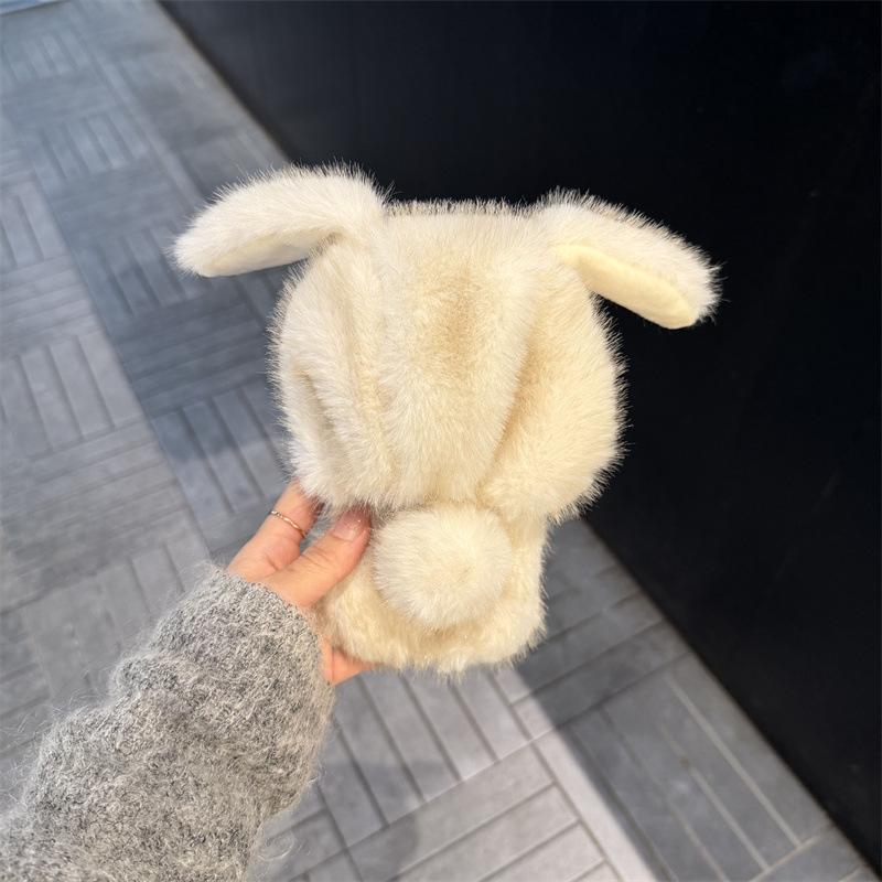 Plush Gradual Change Hat Ears for Apple 17promax Mobile Phone Case iPhone16 Cute 15 Female 14/13