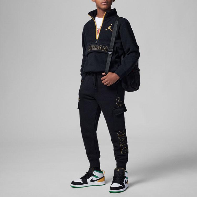 Jordan Kids Alphabet Logo Drawstring Casual Pants Kids Bottoms Black FD0715-010