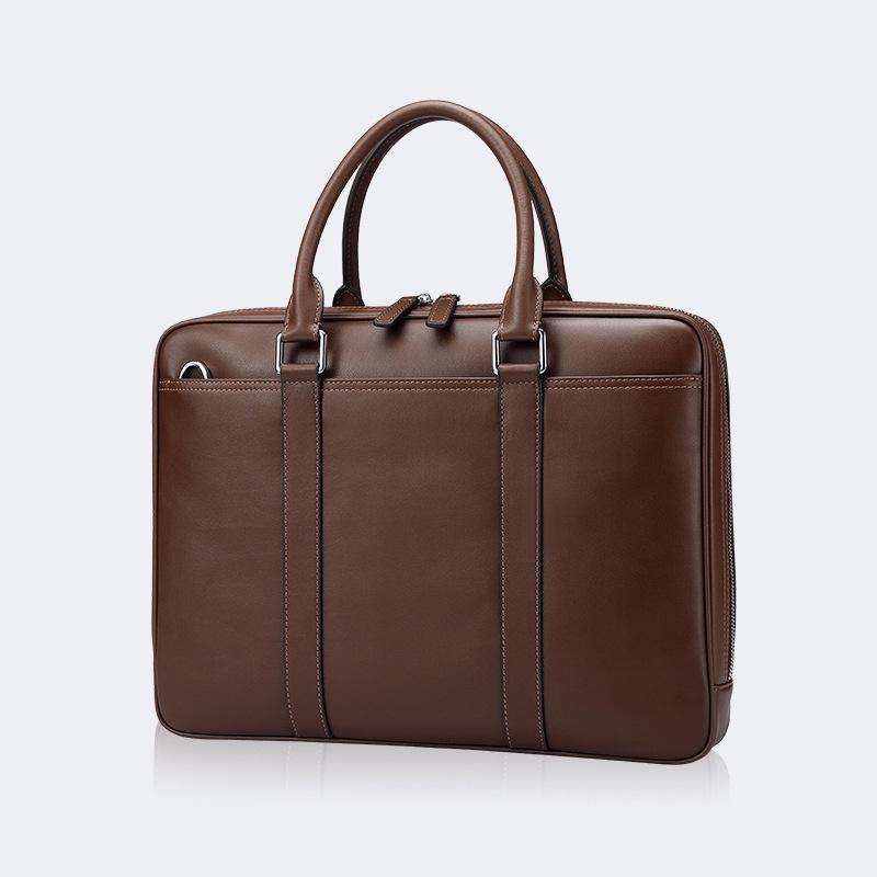 Genuine Leather Men's Cowhide Briefcase - Large Capacity Business & Casual Messenger Shoulder Bag
