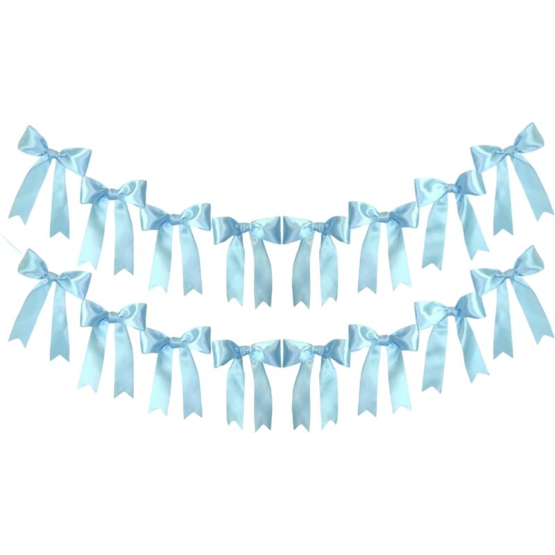 2Pieces Soft Blue Bowknot Garlands Celebratory Banners Perfect for Holiday Wall Decors and Festival Celebration Event