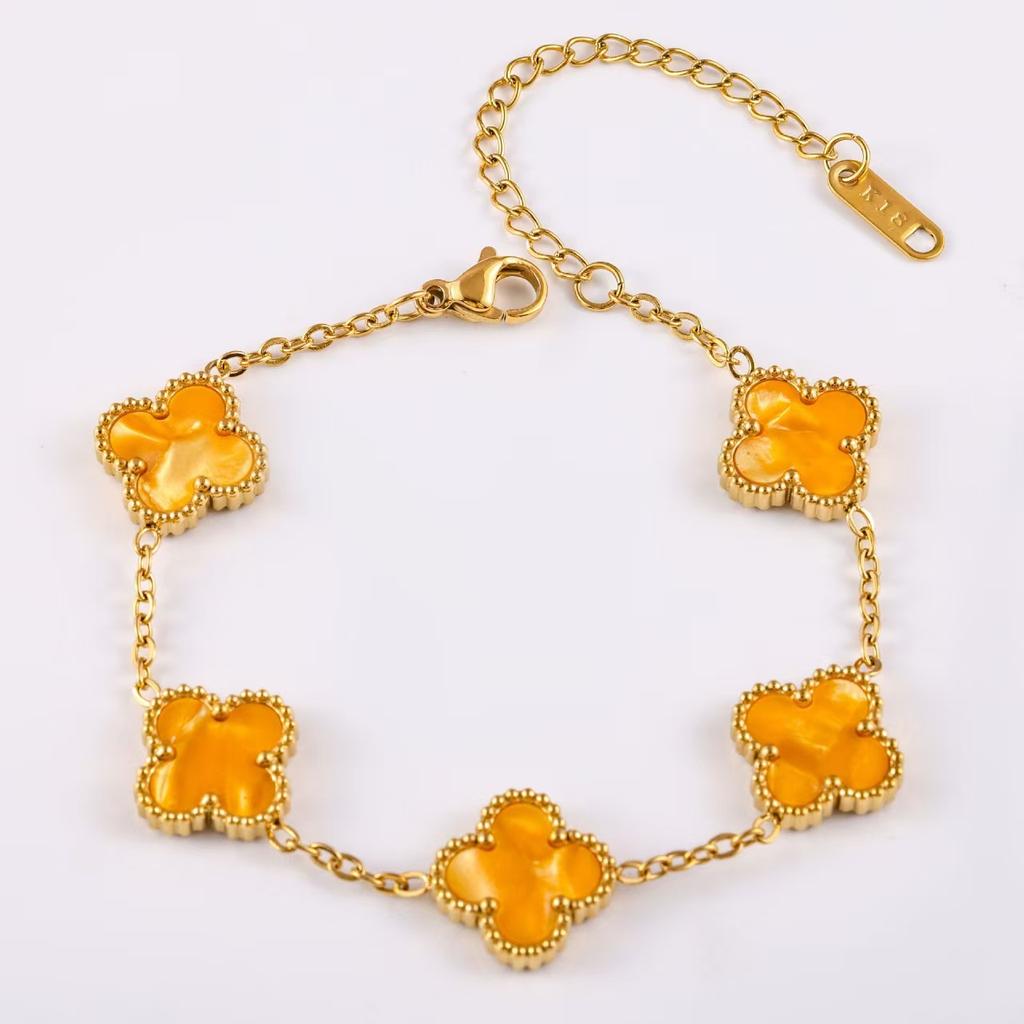 Bright Color 13mm Fashion Four-leaf Clover Bracelet Classic Versatile Models Women's Bracelet