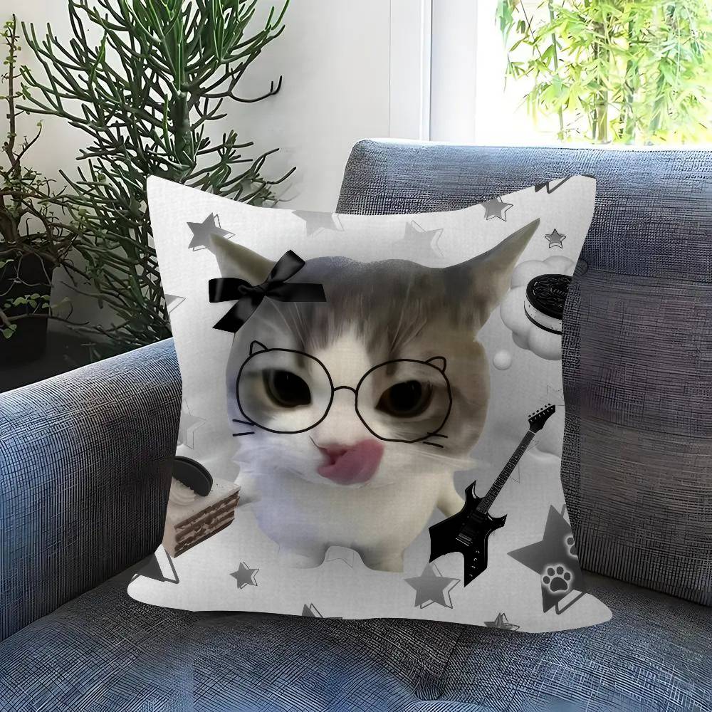 Cute Funny Cat Meme Maple Design Cushion Cover Happy Autumn Harvest Decor Holiday Decorati Pillow Cover