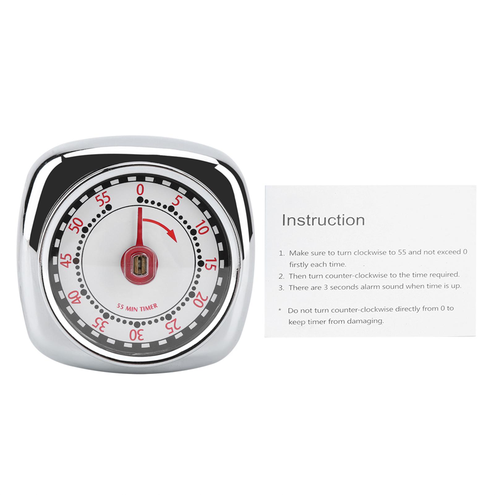 Stainless Steel Kitchen Timer Reminder with Magnet Base for Cooking Baking(Silver)