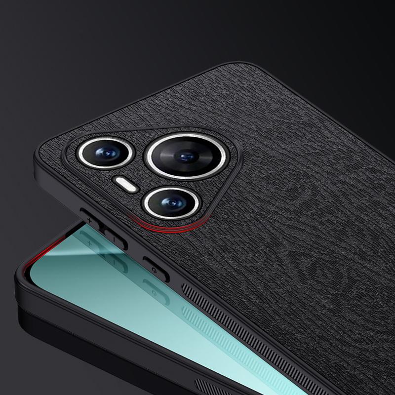 For Huawei Pura 70 Case Wood Grain PU Leather+PC+TPU Slim-Fit Phone Guard Cover
