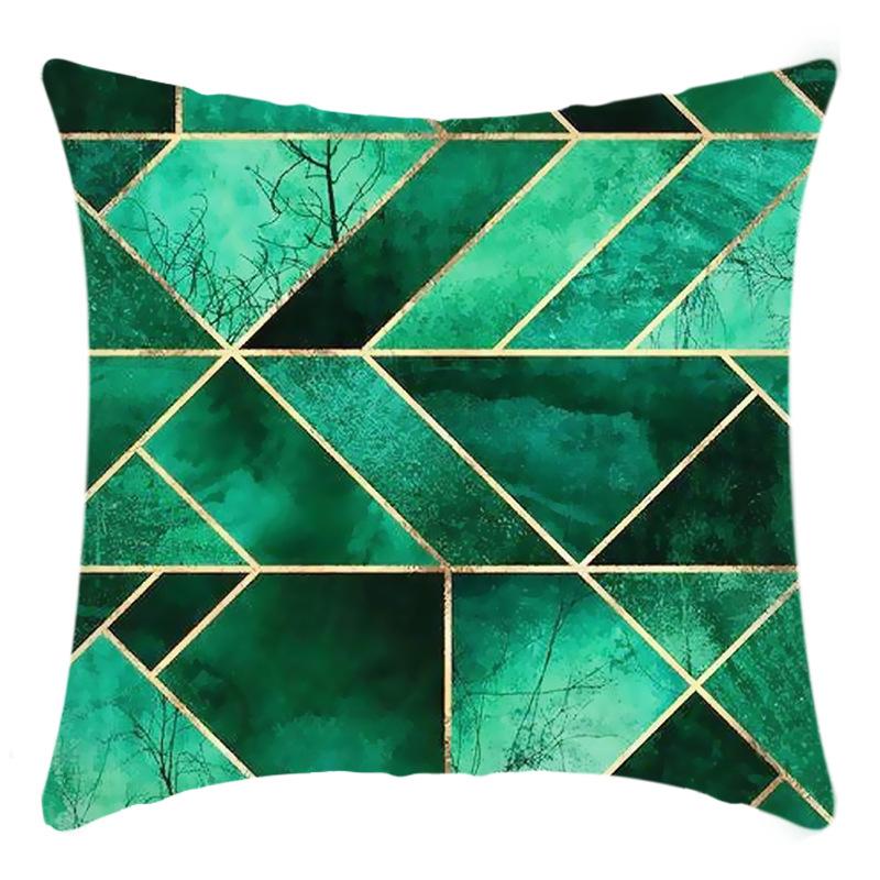 New Light Luxury Series Green Color Printing Splicing Printed Pillow Case Home Sofa Cushion Cover
