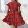 New summer women's clothing wrap shoulder sleeves solid color dress