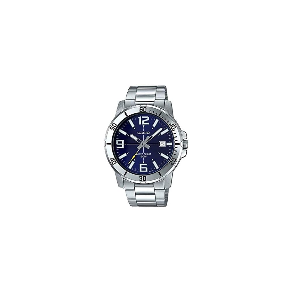 Casio MTP-VD01D-2B Analog Watch Blue Dial Stainless Steel Band Men s Timepiece