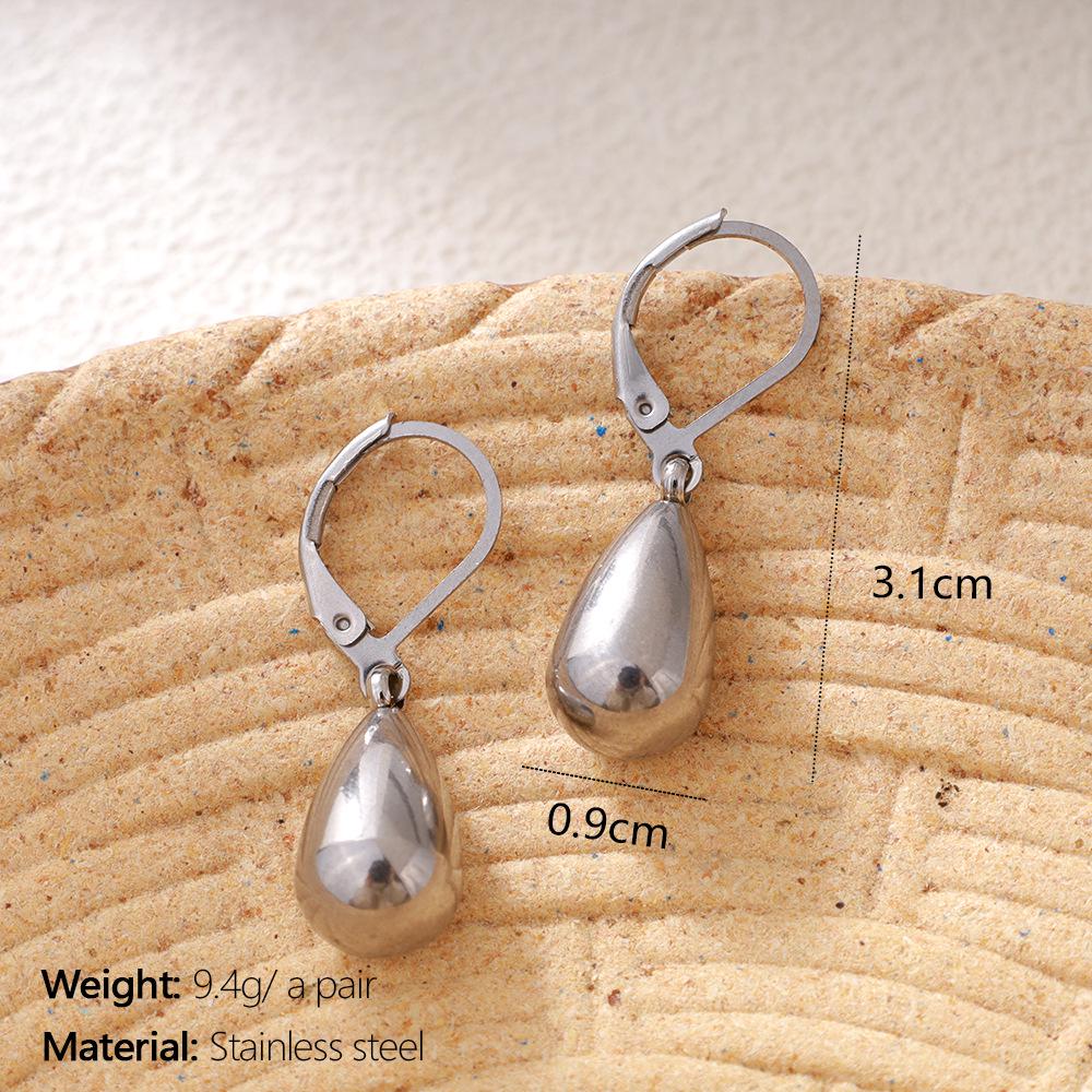 Einfache Wassertropfen-Ohrringe: High-End Metallstil, Leichter Luxus Retro Edelstahl Mode für Damen