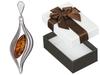 Silver Marquise Pendant with Amber Women's Filigree Silver Pendant 925