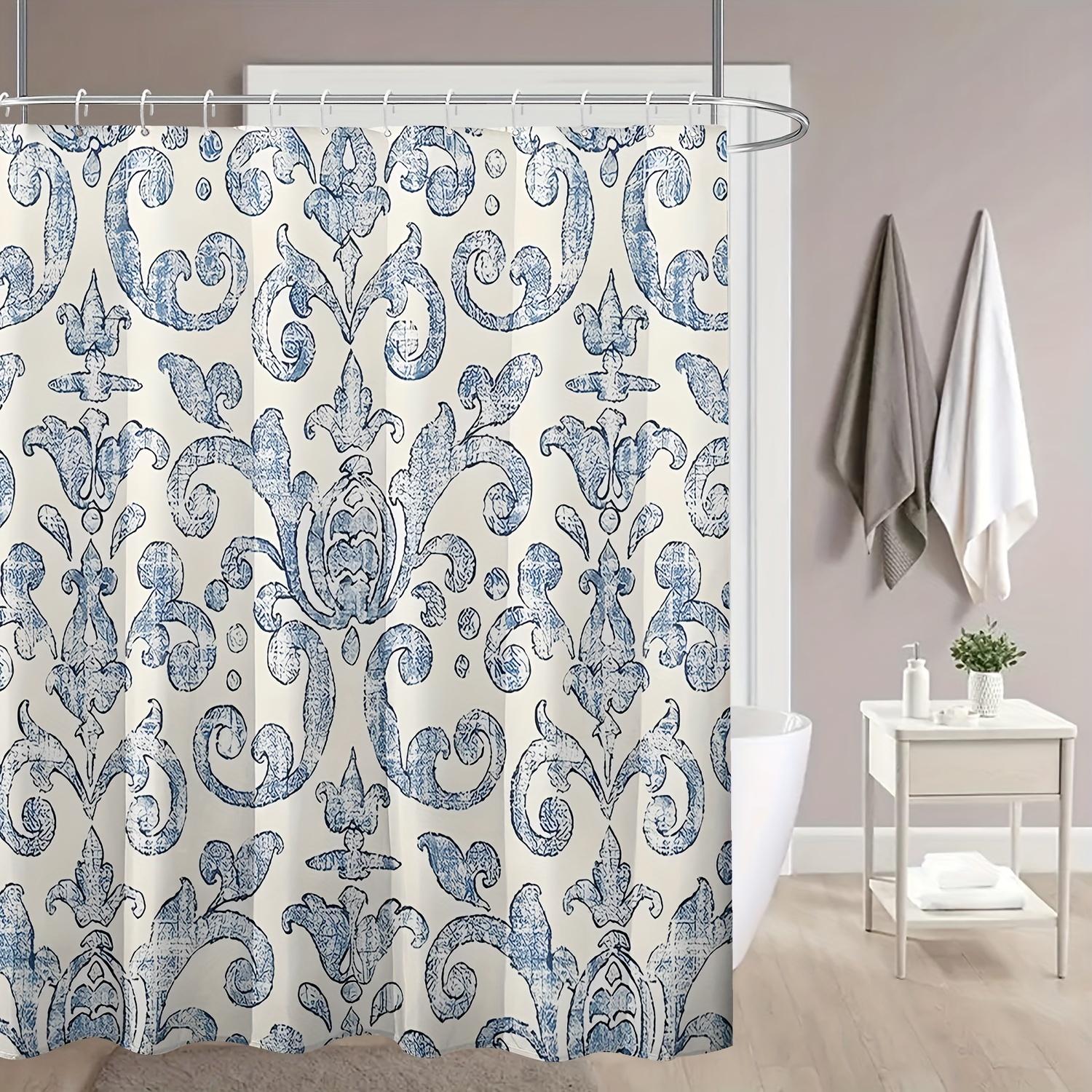 

1Pc Floral Porcelain Pattern Shower Curtain Set, 70.87X70.87Inch, With Plastic Shower Hooks, Modern Printed Window Curtain Decor 90x180cm