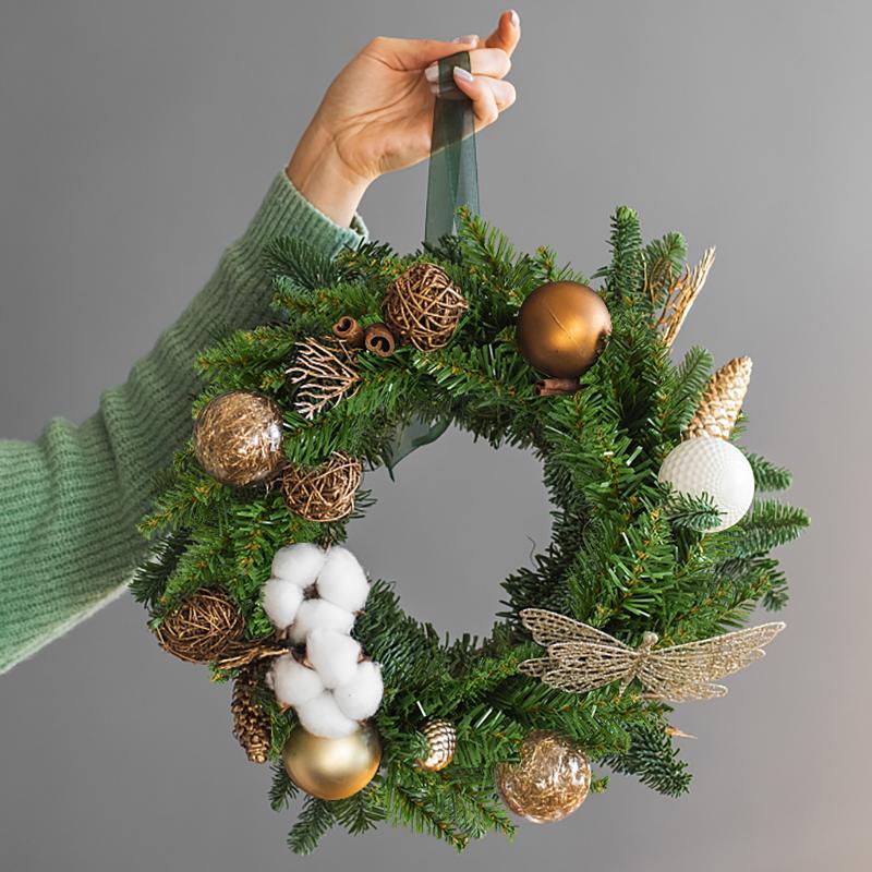 

DIY Christmas Wreath Hanging Rattan Garland Ornaments 2024 Christmas Decorations for Home Front Door Navidad New Year 2024 Gift