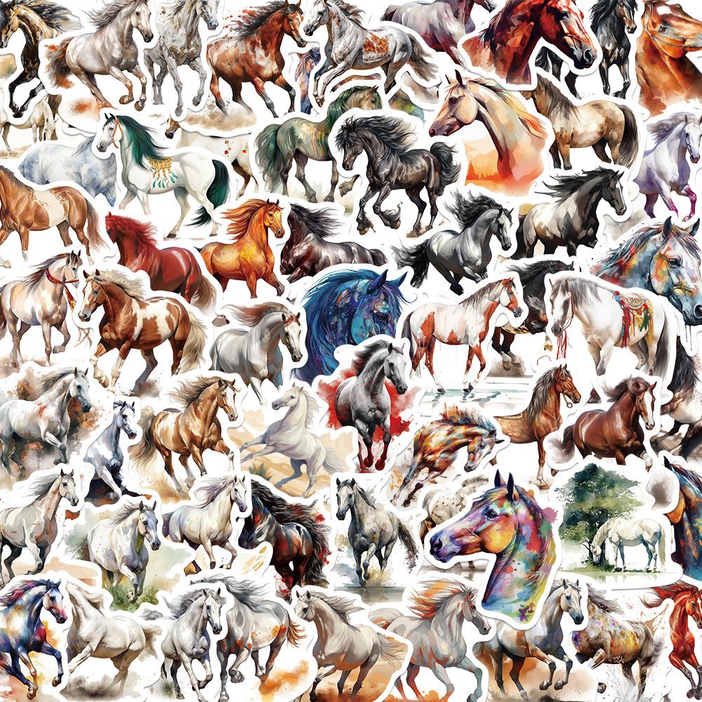 60PCS Horse Funny Animals Stickers DIY Kids Notebook Luggage Motorcycle Laptop Refrigerator Decals Graffiti Sticker