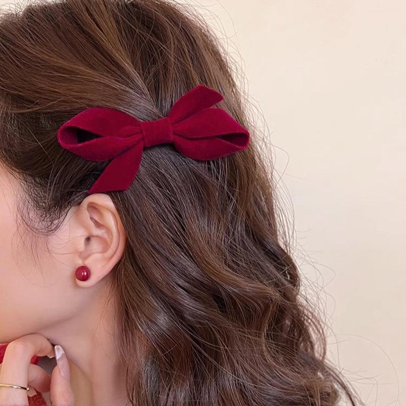 Rote Samt Weihnachts Schleife Haarspange für Damen und Babys