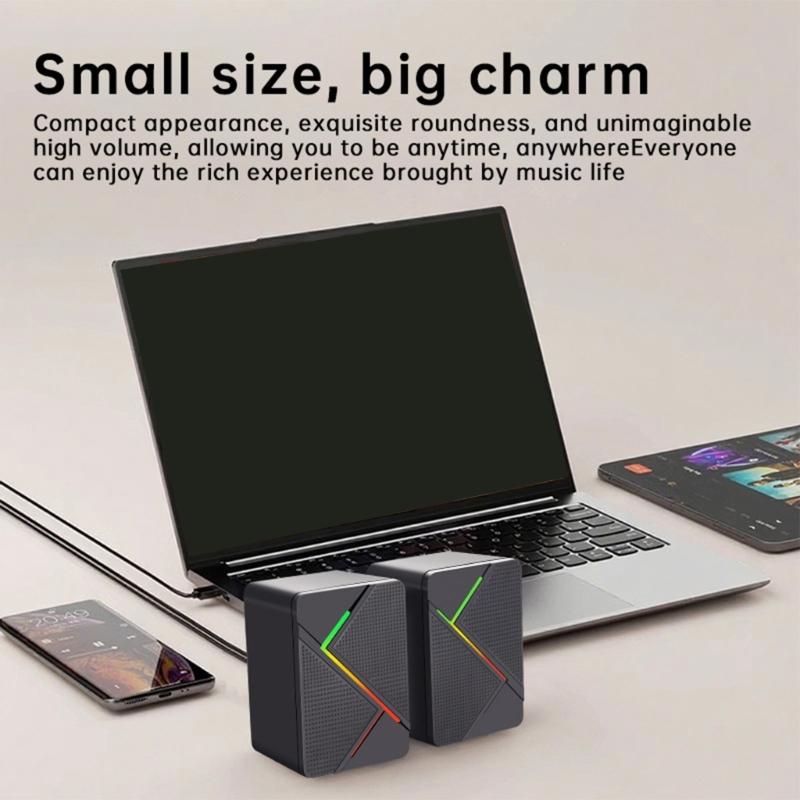 USB Power Mini Speaker With Dynamic LED Lighting For Desktop Gaming And Multimedia Use