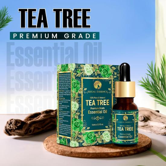 REGAL ESSENCE Tea Tree Oil | Tea Tree Essential Oil For Healthy Skin, Face, Hair & Acne Care | Natural and Undiluted - 15 Ml