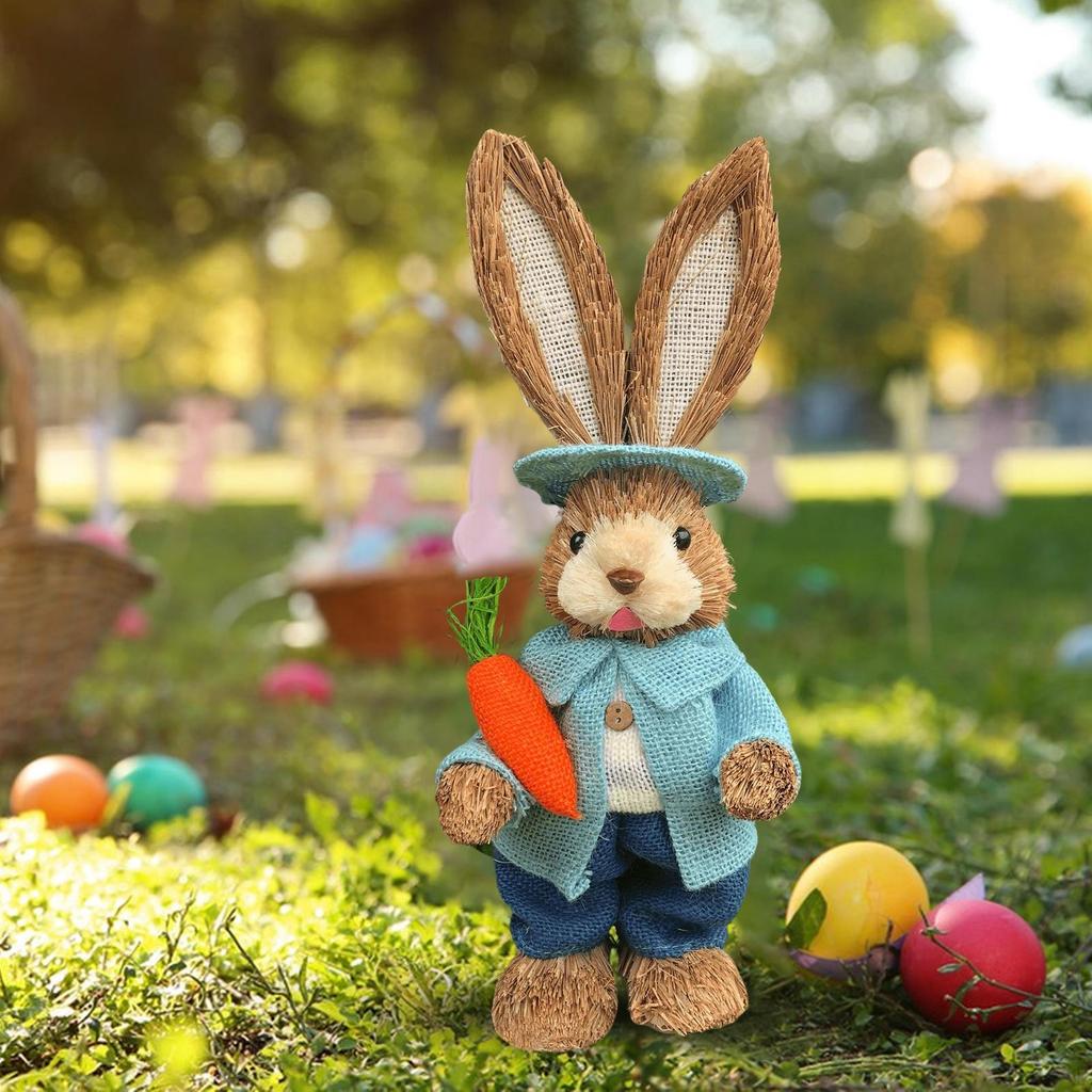 Easter Figurine Bunny Statue Crafts for Farmhouse Outdoor Decoration