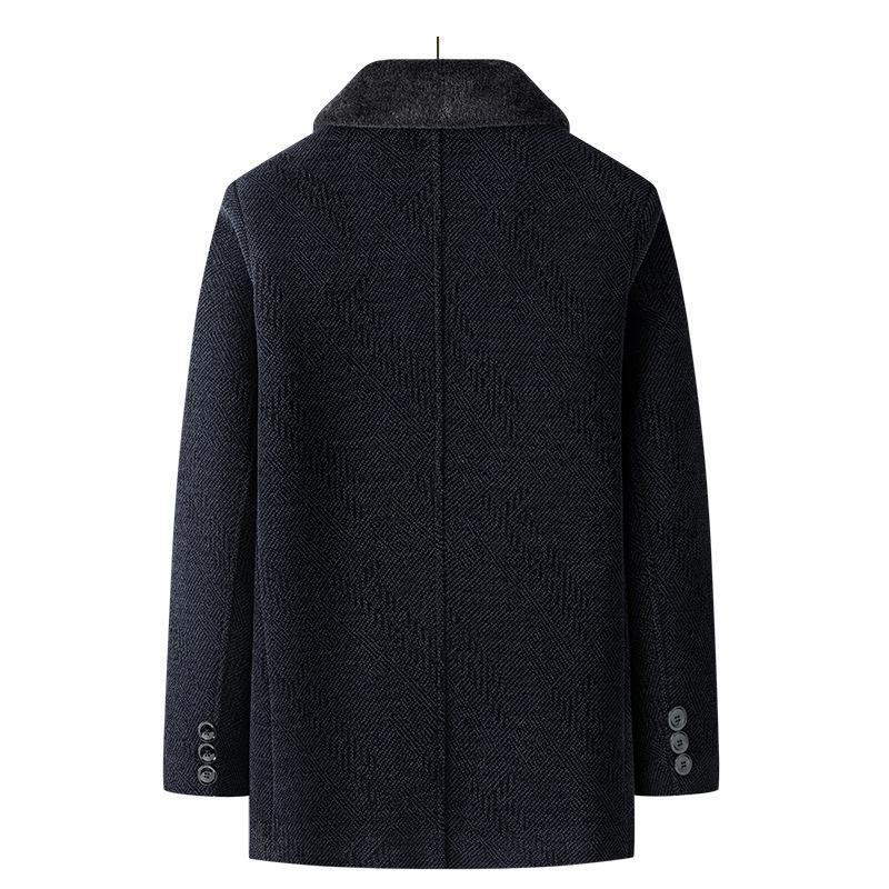 Χειμώνας Νέο Βελούδο Παλτό Ανδρικό Θέρμανση Εσωτερικό Μεσαίου και Μακρύ Κολάρο πέτο Τεχνητή Γούνα Πυκνωμένο Μάλλινο Παλτό