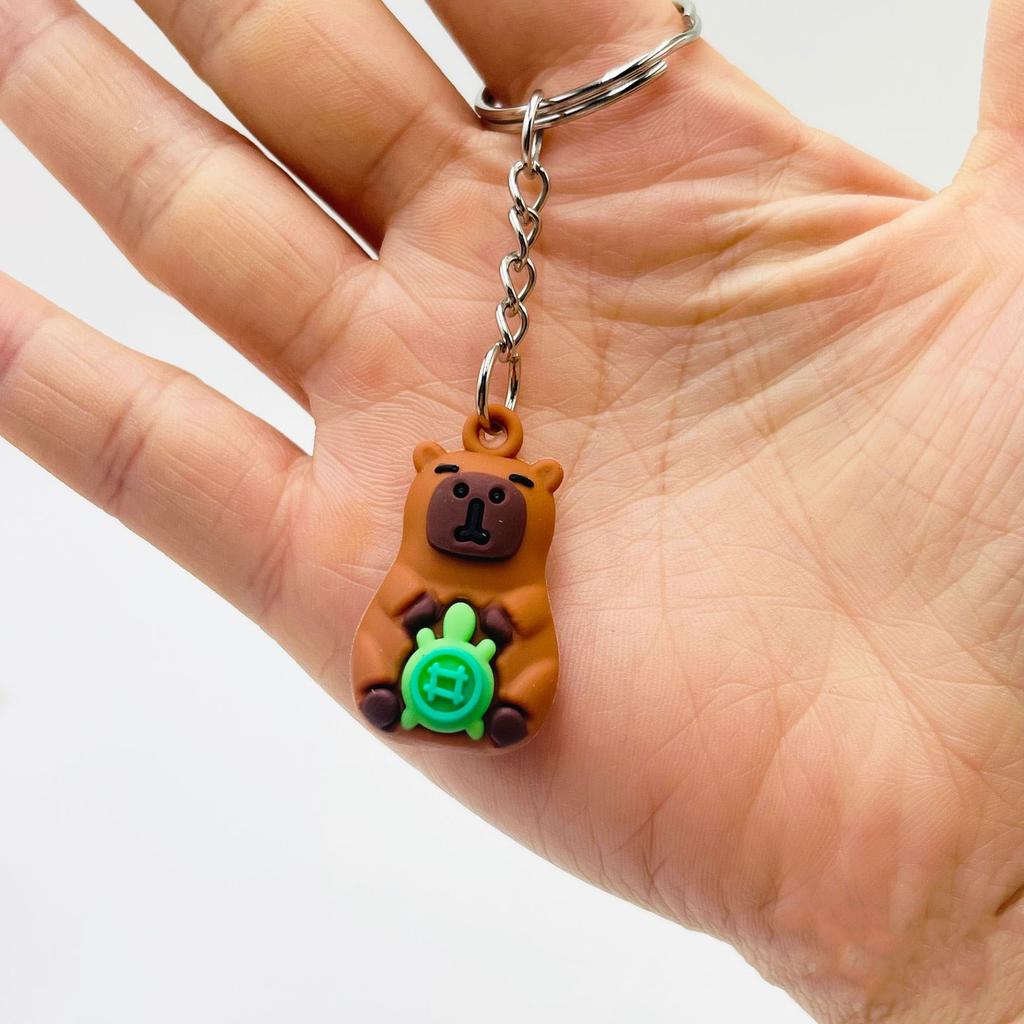 1PCS Cartoon Capybara Keychain Unisex Silicone Cute Animal Charm for Backpack, Car Pendant  Animal Theme Decorative Key Rings