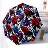 Flowers Florals Themed Folding Umbrella Fashion Auto-Open 8 Iron Ribs Plastic Handle Foldable Sunshade Perfect Christmas Gifts