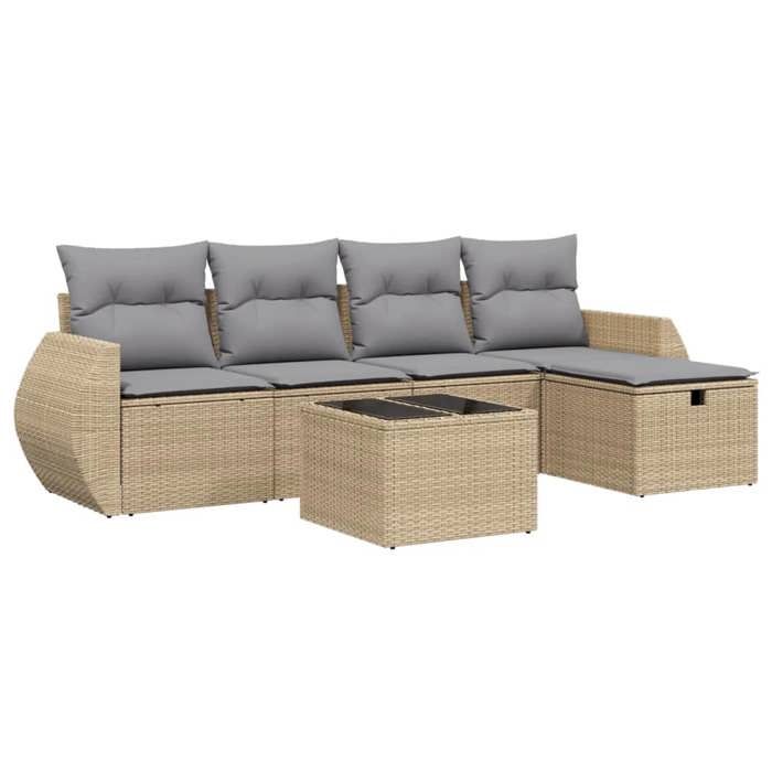 VidaXL Salon de Jardin avec Coussins 6 pcs, Canapés de Terrasse, Ensemble de Meubles de Patio, Mobilier d'Extérieur, Mélange 3264095