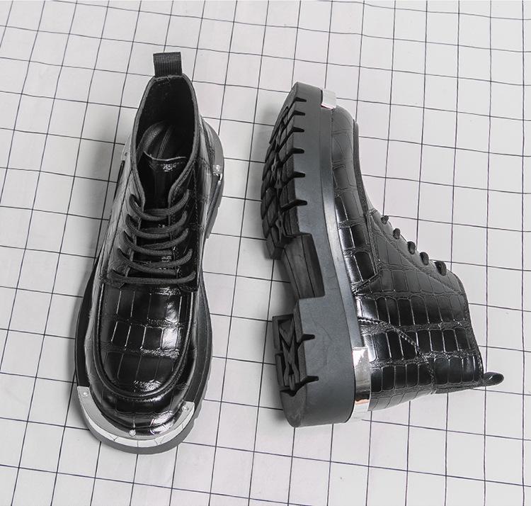 Men's Plus Size High-Top Thick-Sole Leather Boots - Autumn/Winter 2025 Fashion Edition