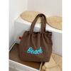 New letter printing bag women's large-capacity nylon shoulder bag casual versatile portable drawstring tote bag