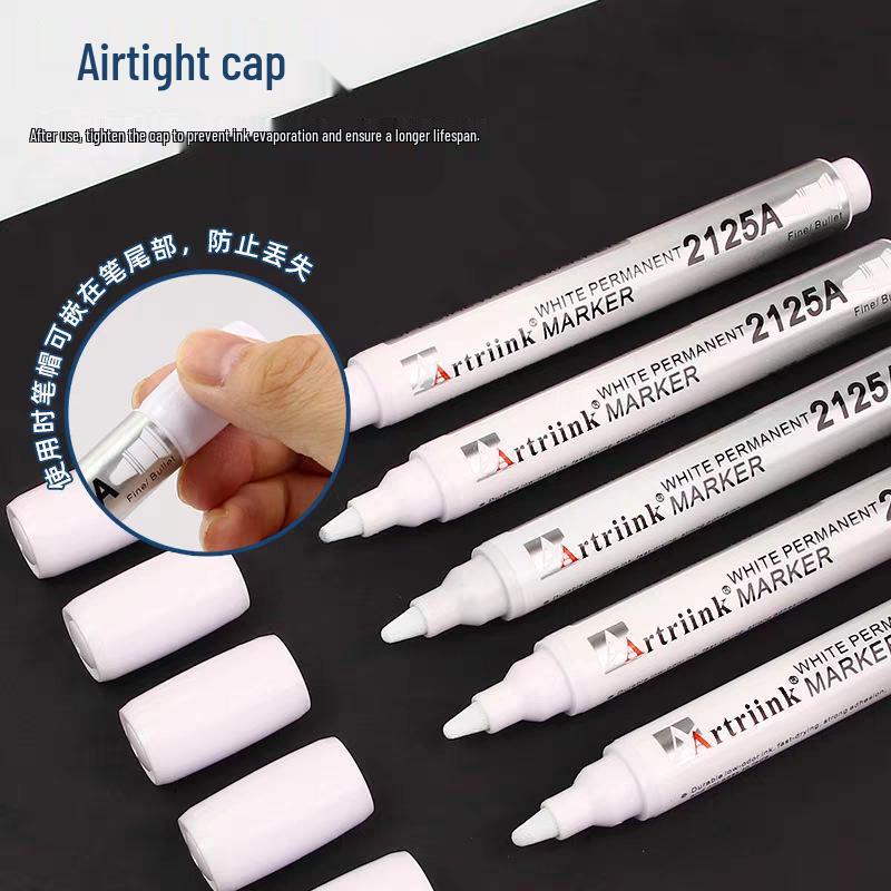 Waterproof, Oil-Proof Permanent Marker, Non-Fading, White Oil-Based, Erasable Green Thick-Head & Red Highlighting Pen