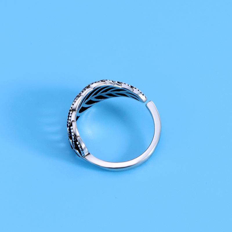 BELLA BOX Cross-border Leaf-shaped Opening Retro Ring, Simple And Cold Style For Women, Adjustable Index Finger Ring, Fresh And Unique Ring