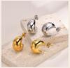 Stainless Steel Open Hoop Earring Women, Crescent Moon Shape Tube Earring Gold Plated Trendy Gift