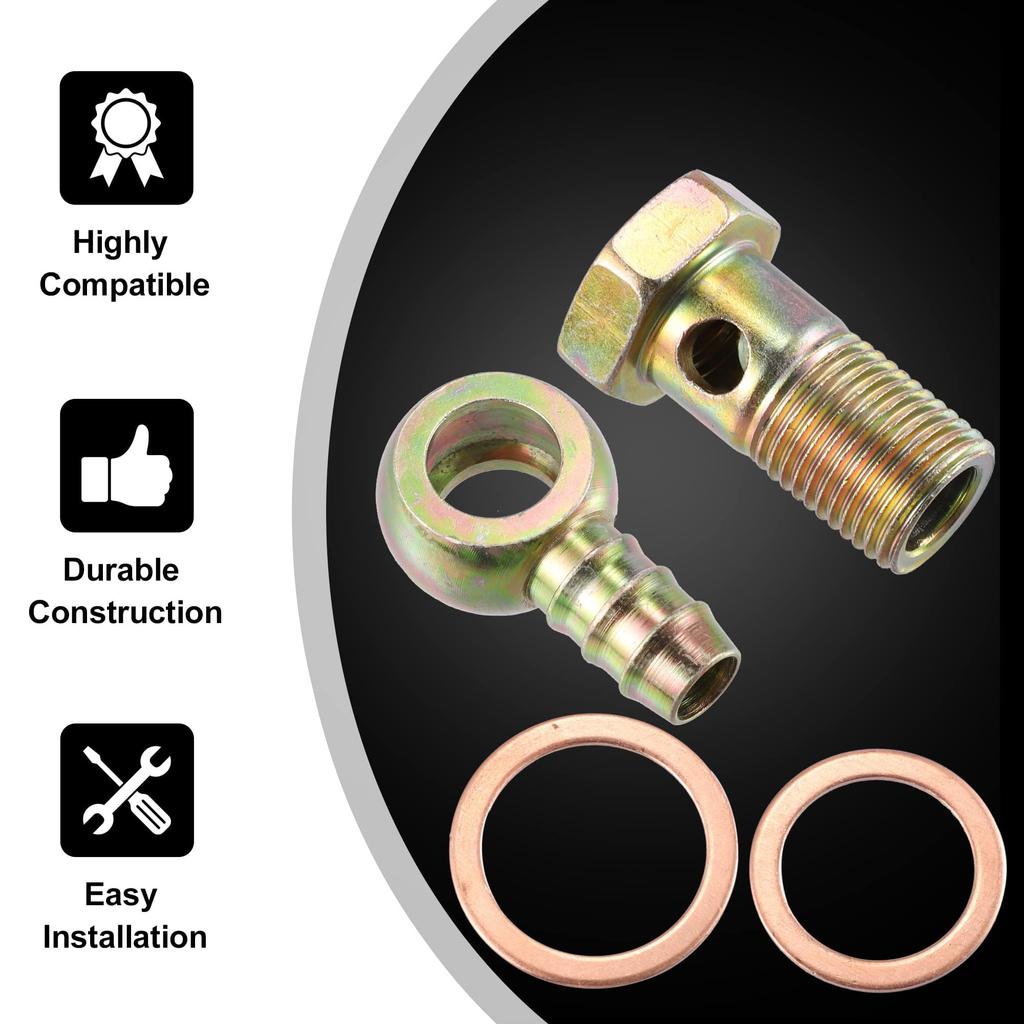 Edinstry Banjo Hose Tool 4pcs 18mm Banjo Hose Barb Bolt Fitting Banjo Bolt Washer Metal 16mm 18mm Car Gasket