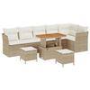 Ensemble de Canapé de Jardin 9 Pièces avec Coussins Beige en Rotin Synthétique Acacia, Ensemble de Salle à Manger de Jardin 3361506