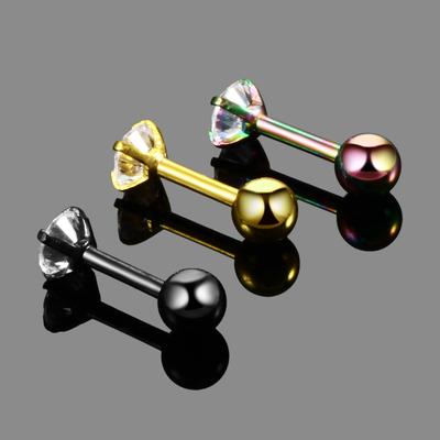 Medical Earrings Ear Studs Crystal Zircon Cartilage 4 Prong Jewelry Tragus Stainless Steel For Women Men Piercing  Unique