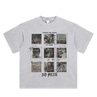 Vintage Hollywood Graphic Tee NO FEAR Slogan Retro Hollywood Sign Print Casual Short-Sleeve T-Shirt