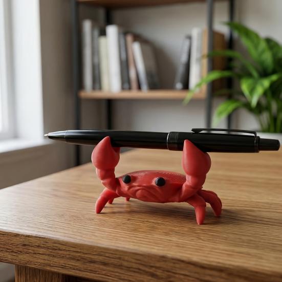 Nostalgie 3D Printed Crab Pen Holder, Cute Portable Cartoon Desk Organizer, Practical Home Decor Stationery Stand Figurine